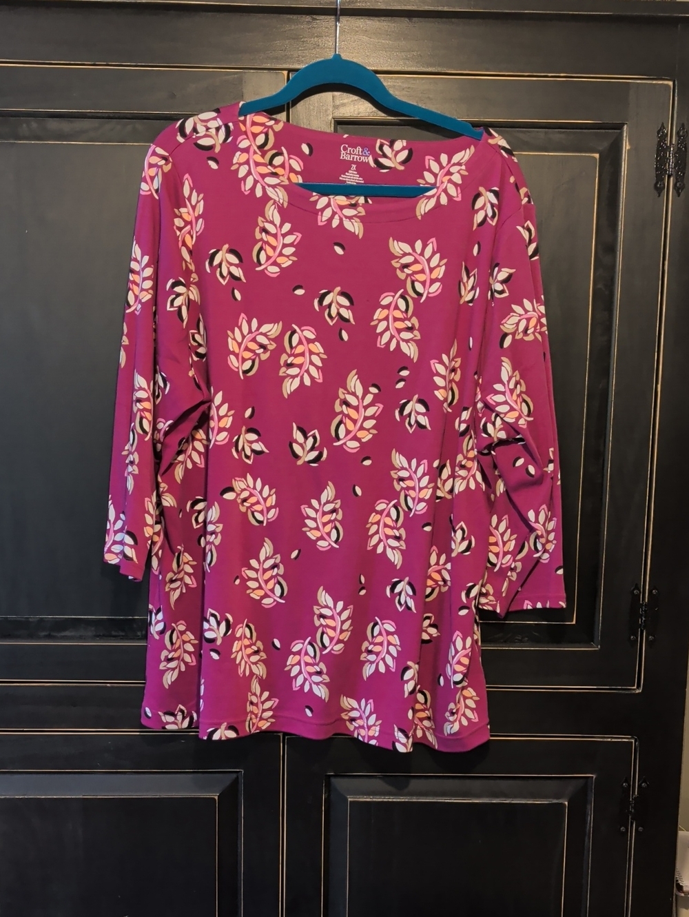 croft & barrow Magenta Floral Scoop Neck Tunic